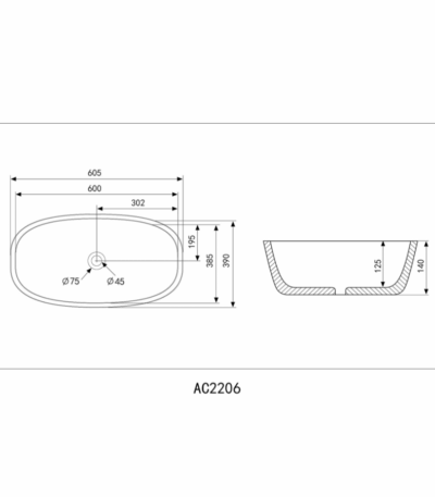 Раковина накладная ABBER Rechteck AC2206 белая