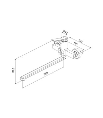 IDDIS Смеситель для ванны с длинным ИЗЛИВОМ, глянцевый хром, Parker, PARSB02i10WA