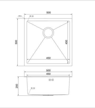 Мойка подстол. монтаж 50*50 (3,0) Mixline PRO (Сатин)