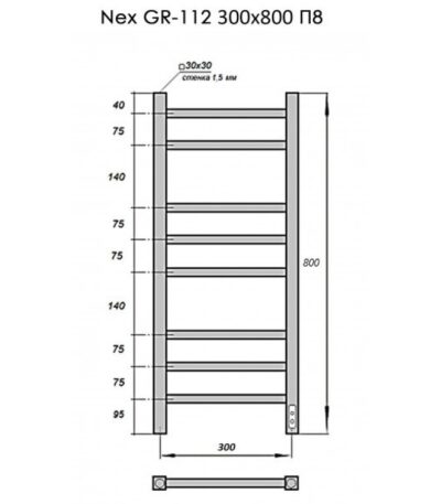 GROIS Nex GR-112 300х800 П8 white U