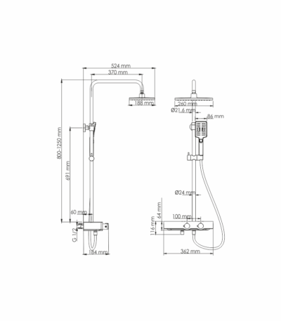 WasserKRAFT A11401 Thermo Душевой комплект с термостатическим смесителем