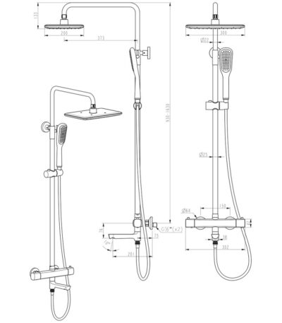 Lemark Смеситель для ванны и душа Ursus LM7272BL термостатический, черный
