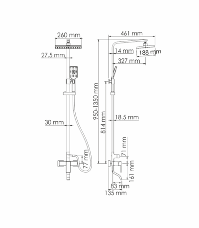 WasserKRAFT A16501 Душевой комплект со смесителем
