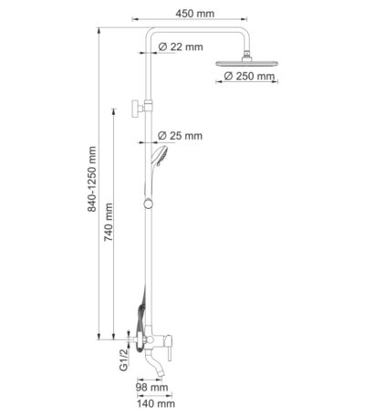 WasserKRAFT A14401 Душевой комплект со смесителем