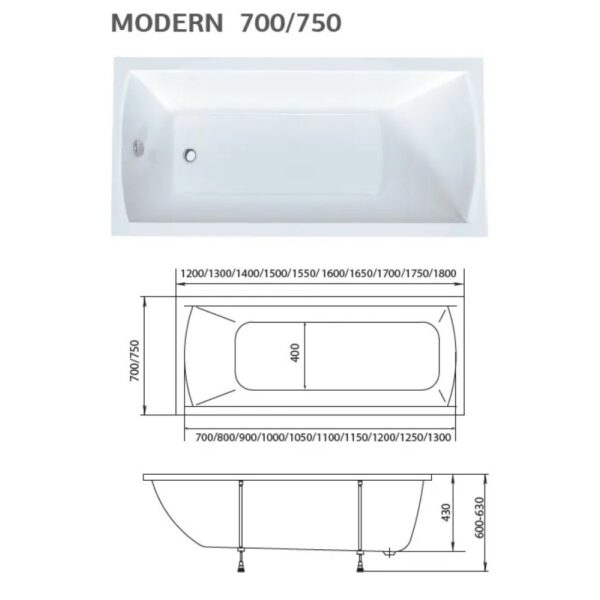 Ванна "MODERN" 175*70 Marka One