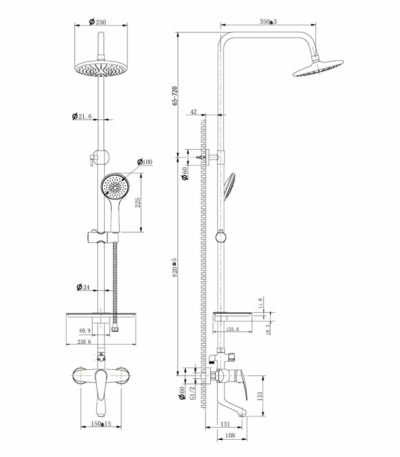Lemark LM0462C Linara  смеситель с верхним душем