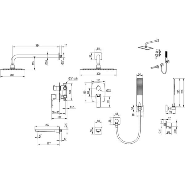 Lemark Ursus LM7222BG Смеситель для ванны и душа встраиваемый
