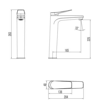 Lemark LM3709BL Смеситель для умывальника высокий, монолитный, черный