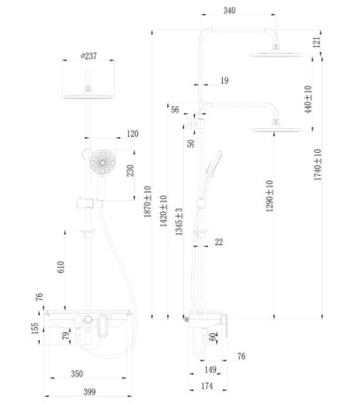 Lemark LM7012BL "TROPIC" Смеситель для ванны с верхним душем