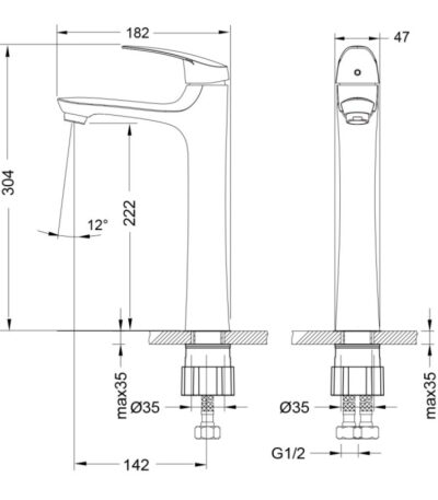 Lemark LM0409C "Linara" Смеситель для умывальника монолитный высокий, хром