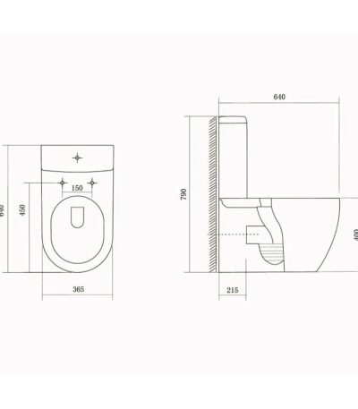 AQUATEK AQ1363B-00 Унитаз напольный безободковый БЕТТА с бочком и сиденьем 640*365*790 мм