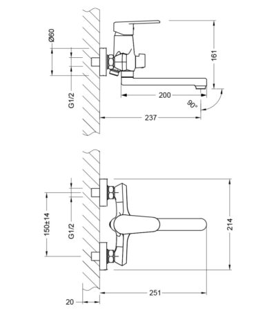 Lemark LM0317C Point Смеситель универсальный с плоск. изливом 200мм.