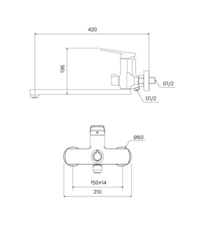 IDDIS Смеситель для ванны с длинным изливом Esper, ESPSB00i10WA