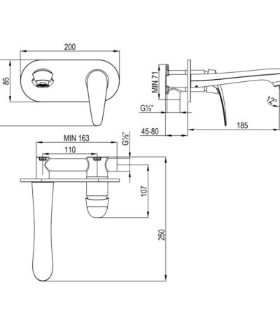 Lemark Linara LM0426C Смеситель для раковины, встраиваемый