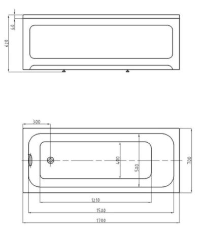 Ванна акриловая прямоугольная Мия 170*70 AQUATEK