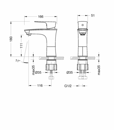 Lemark LM0206C Смеситель для умывальника "Неро" монолитный