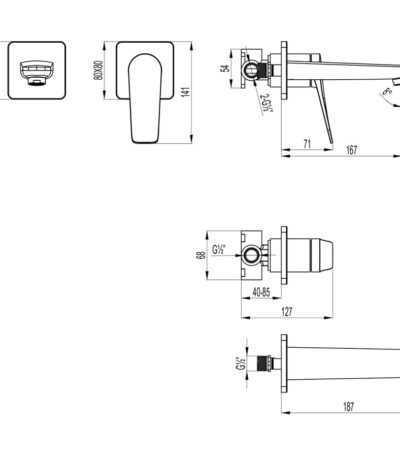 Lemark Bronx LM3736BL Смеситель для раковины, встраиваемый